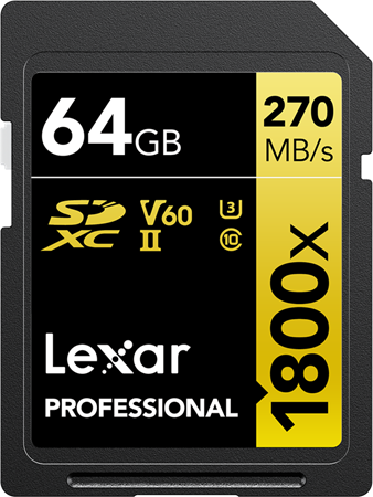 Lexar Pro 1800x SDXC 64GB (V60) UHS-II 270/180