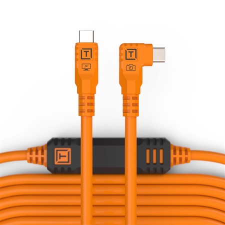 TetherPro USB-C till USB-C Vinklad 9,4m Orange