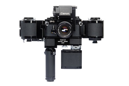 Beg Canon F-1 + FD 50/1,8 S.C. + Motor Drive + 250 Film Chamber