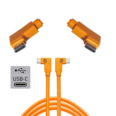TetherPro USB-C vinklad till USB-C vinklad 4,6 meter orange